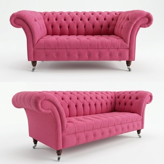 Buy Chesterfield Duo Sofa Set 3+2 Seaters Textile Pink Couch On Casters New