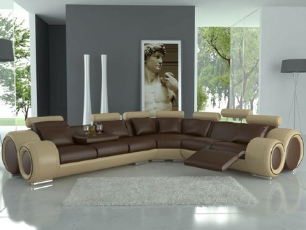 Leather sofa design corner sofa Berlin with relaxation function