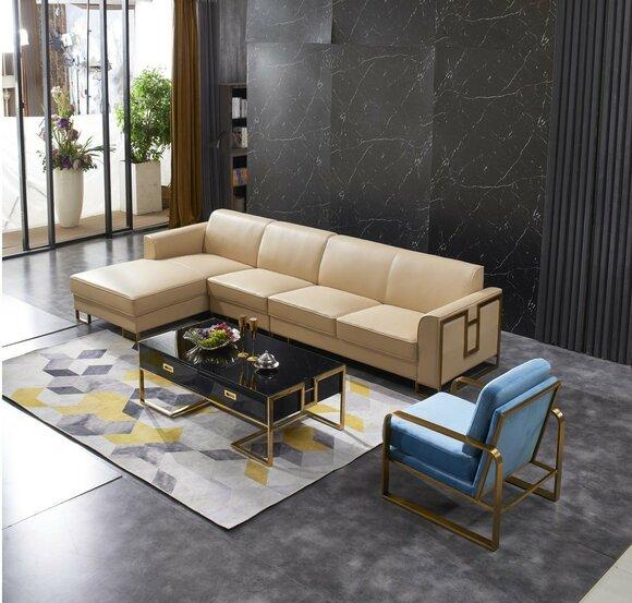 Design Sofa Couch Corner Sofa Armchair Coffee Table Upholstery Set Living Room Stainless Steel New