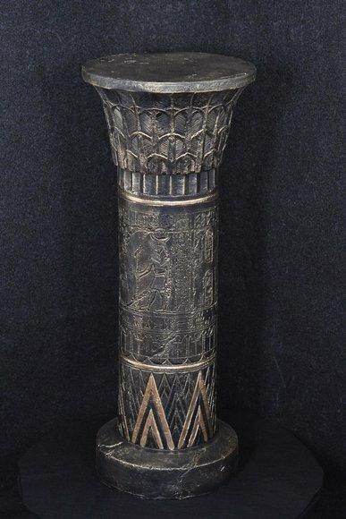 Ancient egyptian style column pillar with hieroglyphse made of acrylic/stucco material