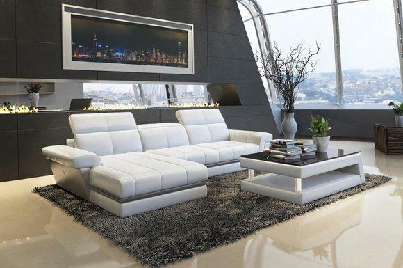 Leather sofa sofa couch upholstery living area designer leather sofa L shape set