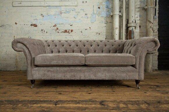Sofa Luxury Textile Chesterfield Couch Sofas Upholstery 3 Seater Set Gray Velvet