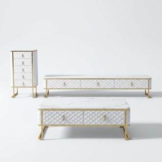 3pcs. Living Room Furniture Set Designer Living Room Sideboard+Couch Table+Commode