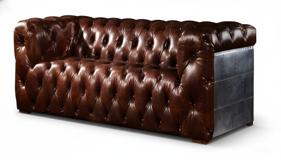 3-Seater Chesterfield Couch Upholstered Sofa Modern Aluminum Back