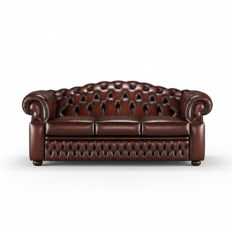 Classic Sofa 3-Seater Chesterfield Chocolate Brown With Buttons Faux Leather Luxurious Design New