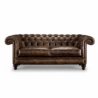 Chesterfield Sofa 3-Seater Chocolate Brown Faux Leather With Cushions New Comfortable Sofa
