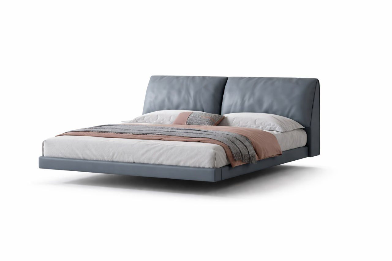 Modern Designer Bedroom Bed with Wooden Frame Luxury Gray Ready to Ship SOFORT