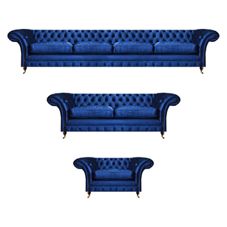 Modern furnishings seating furniture complete sofa set 3-piece luxury Chesterfield