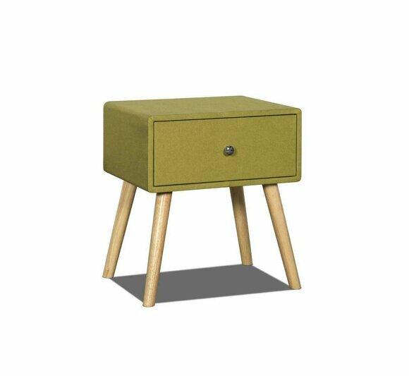 Modern style designer faux leather upholstered bedside table with a sliding drawer made of real wooden frame