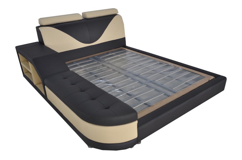 Design Multifunction Bed XXL Big Beds Leather Hotel Upholstery 180x200 Shelf USB