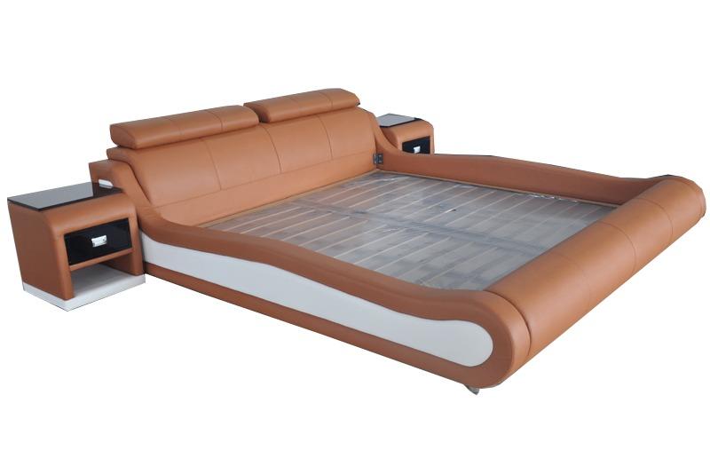 Luxury bed with USB cushion marriage beds leather 140/160/180/200 LB8825