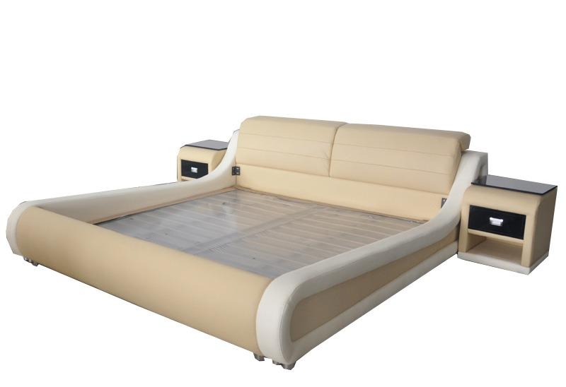 Double Luxury Leather Bed + USB Upholstery Beds Multifunction LB8831