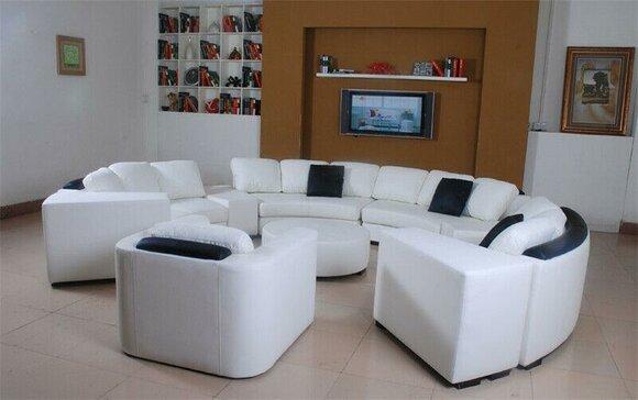 Living Landscape Round Corner Sofa Leather Round Couch Set Sofa Couch Corner + Armchair