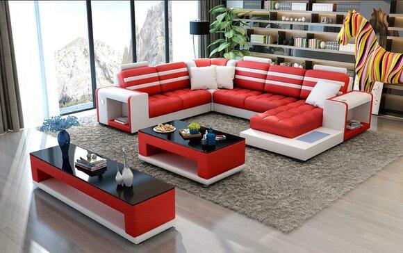 Corner sofa upholstery corner sofa U shape coffee table sideboard leather sofa living landscape