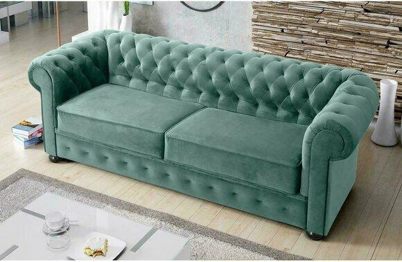 Design Sofa Couch 3 Seater Upholstery Leather Big Sofas Textile Chesterfield New