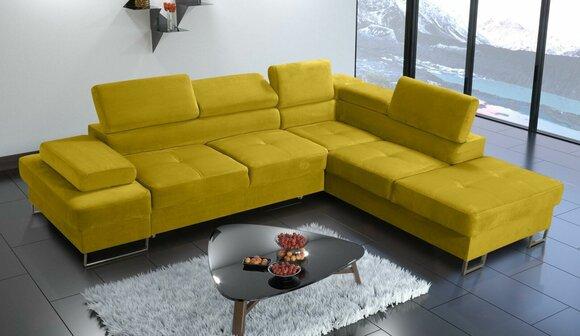 Corner Sofa Upholstery Couch Textile Living Room L Shape Modern Yellow Design Sofas New