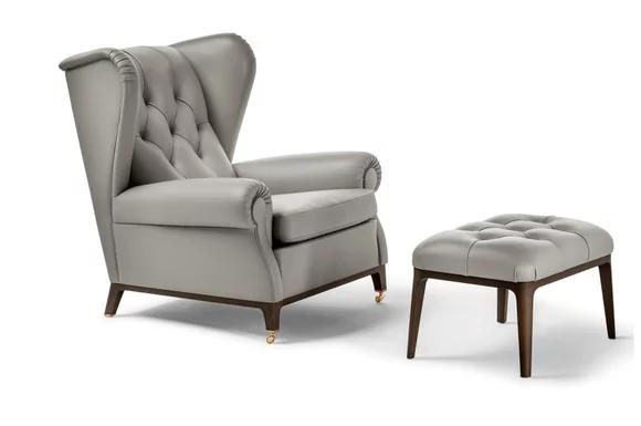 Modern set set of upholstery relax television 2pcs. armchair stool sideboard