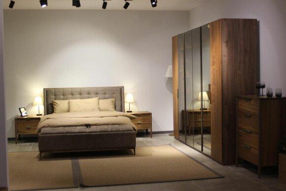 Designer bedroom set luxury bed 2x bedside table wood completely new 3 pcs.