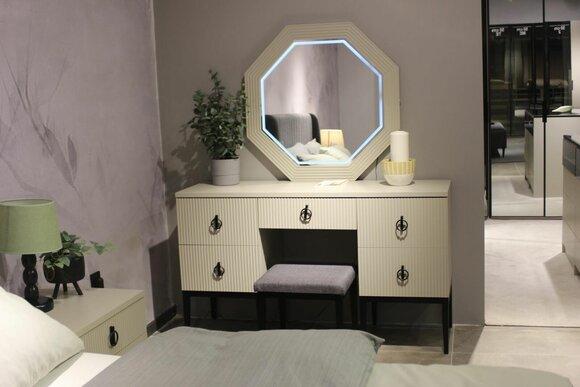Practical Modern and New Bedroom Dressing Table with Mirror and Stool