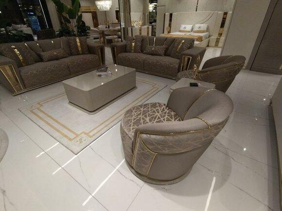 Sofa Set 3+3+1+1 Seater Textile Modern Complete Armchair Sofa 3 Seater Luxury