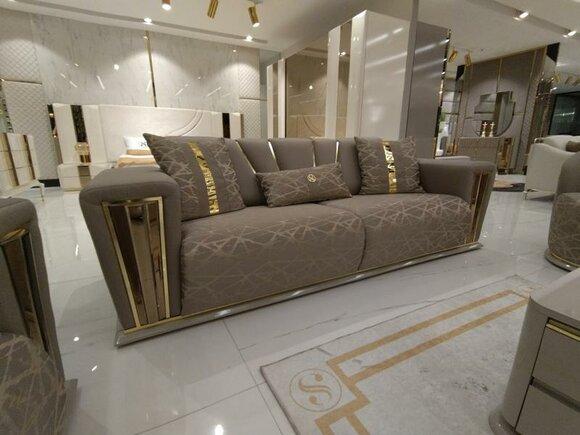 Sofa 3 Seater Textile Wood Modern Sofa Upholstery Couch Sofas Design Luxury Sofa