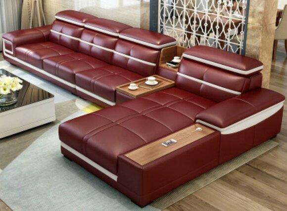 Luxury Corner Sofa L Shape Faux Leather Corner Upholstered Sofa Seat Design Couch Sofas Red New