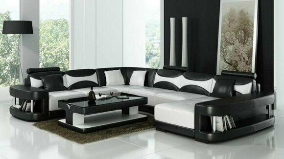 xxl big living landscape U shape corner sofa couch upholstery set leather sofas