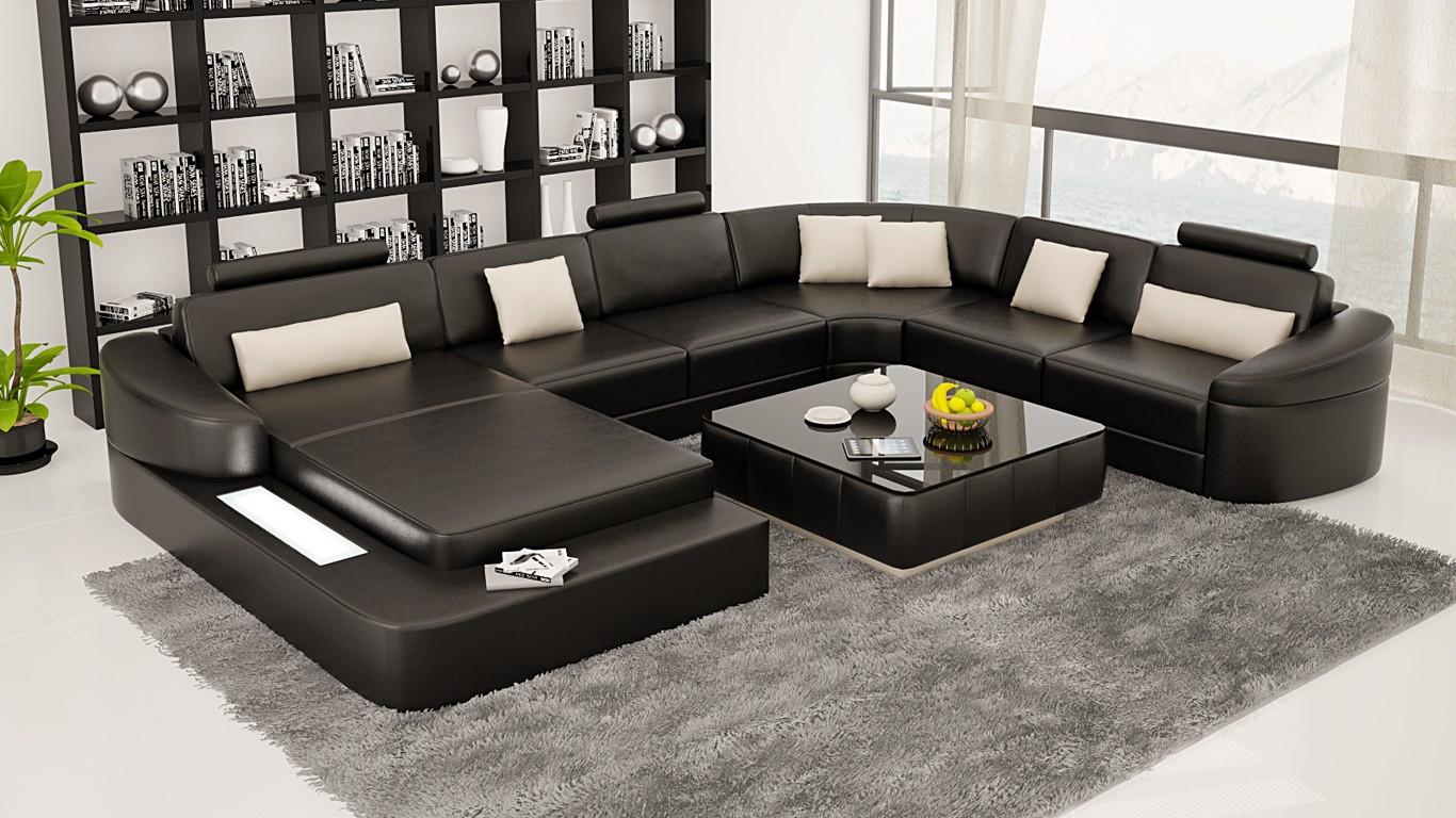Leather Modern Couch Living Landscape Leather Sofa Set Furniture Sofa U Shape New