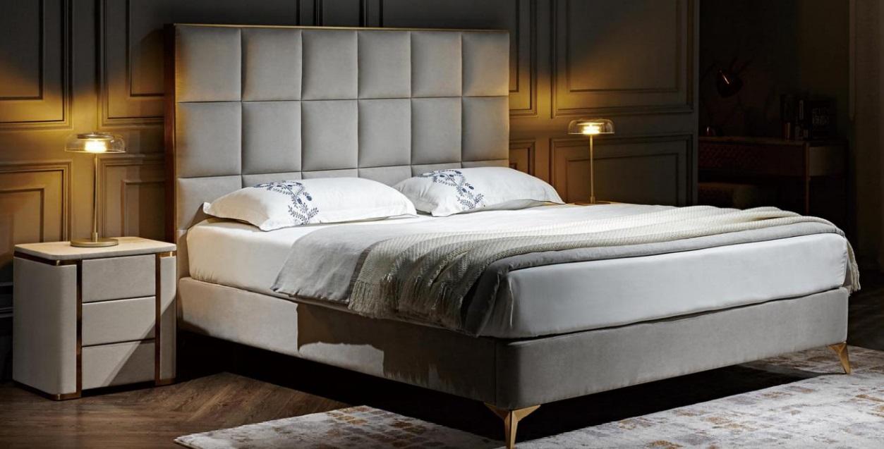 Bed 2x nightstand 3 pcs bedroom set designer luxury group new set