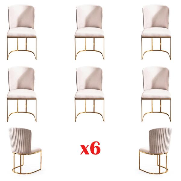 Dining Room Chair Designer Chairs New Set 6x Fabric Solid Wood Chair