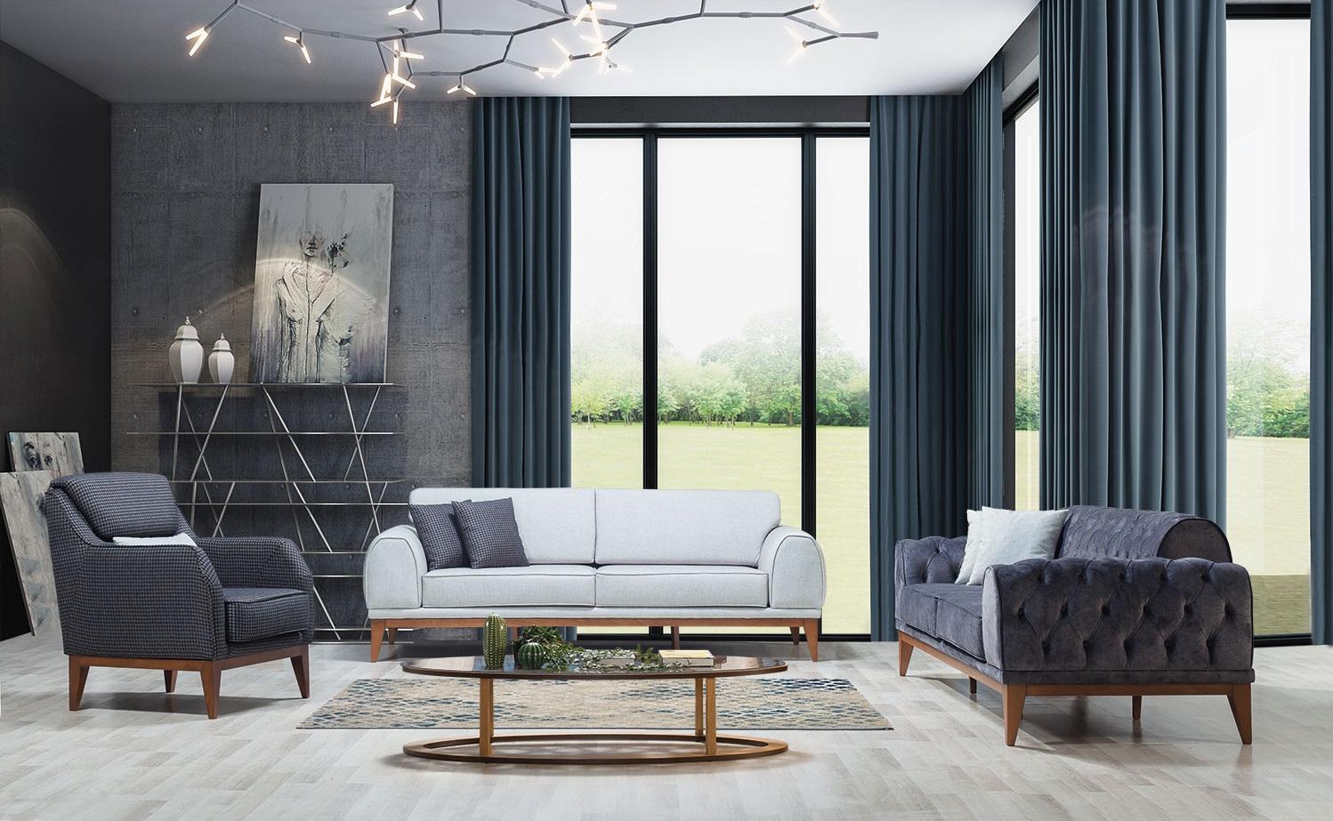 Modern sofa set designer three-seater single-seater luxury 3-seater armchair