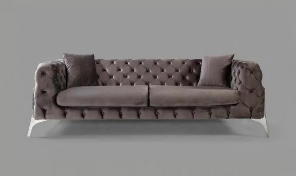 Chesterfield Grey Sofa 3Seater Living Room Sofas Textile Upholstery