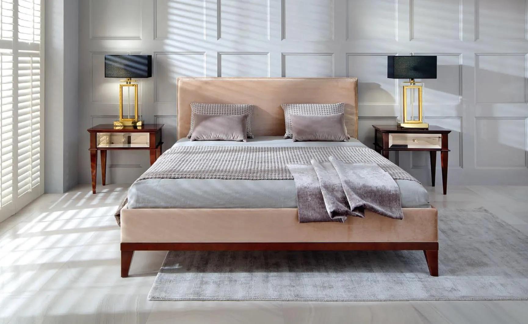 Brown-beige bedroom bed wood double bed new