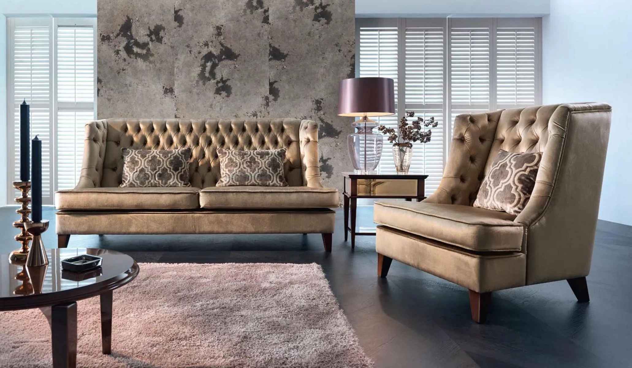 Sofa set Sofa set 3 seater armchair Chesterfield Brown 3pcs