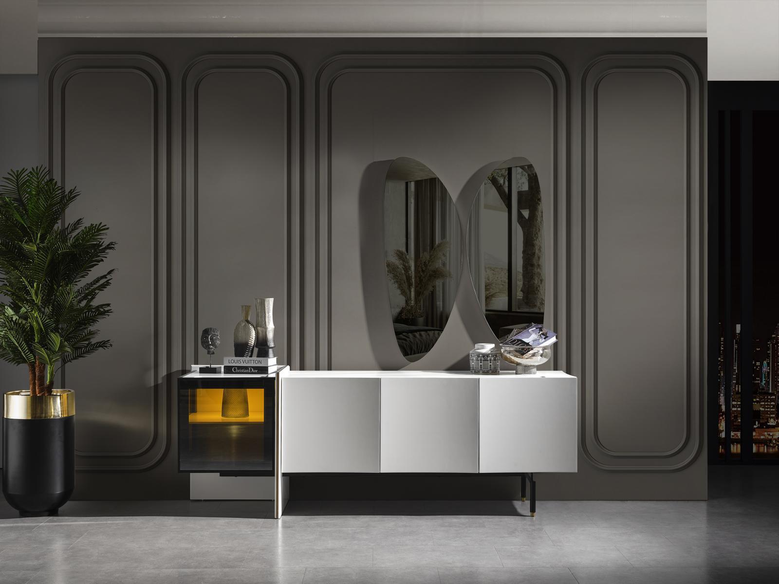 Group sideboard mirror chest of drawers wood modern dining room white design new