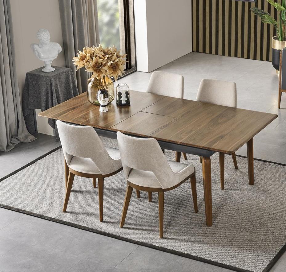 Dining group dining room dining table set luxury chairs dining corner 5pcs brown