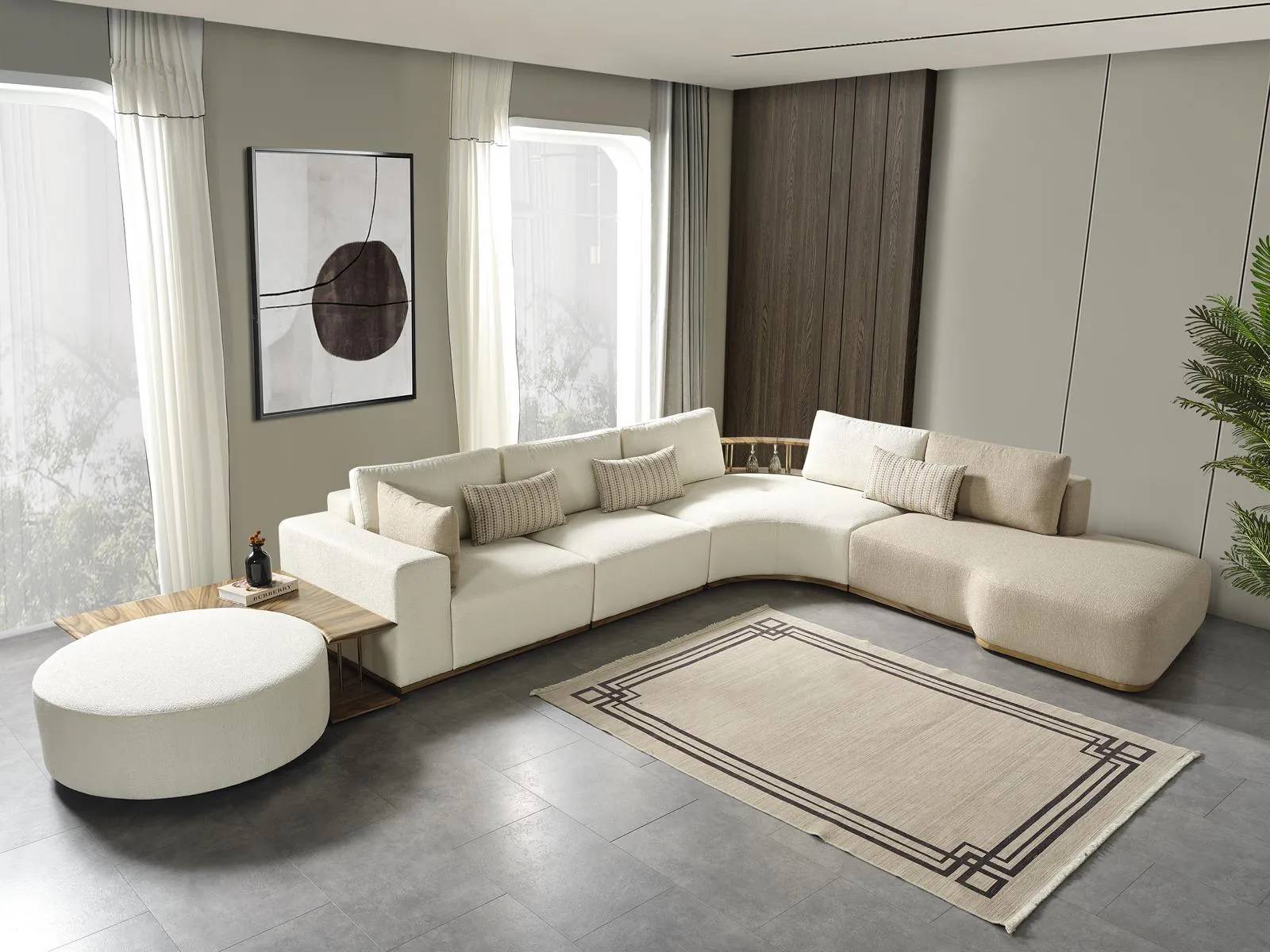White modern corner sofa L-shaped couch sofa living room furniture
