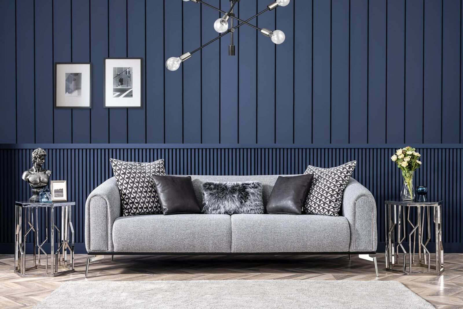 Three seater sofa 3 seater sofas seat fabric grey living room modern luxury