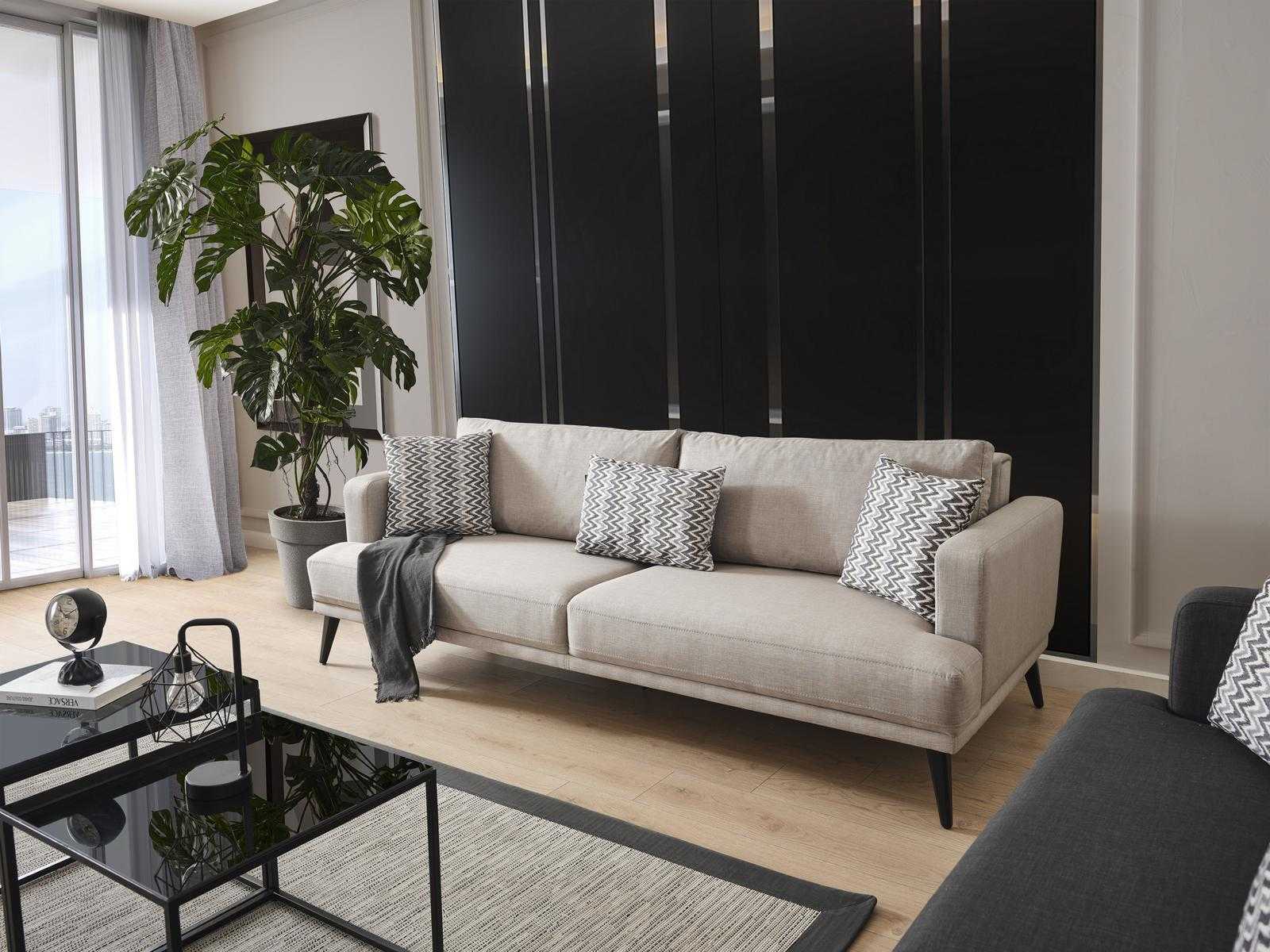 Sofa 3 seater three seater sofas fabric beige living room modern design