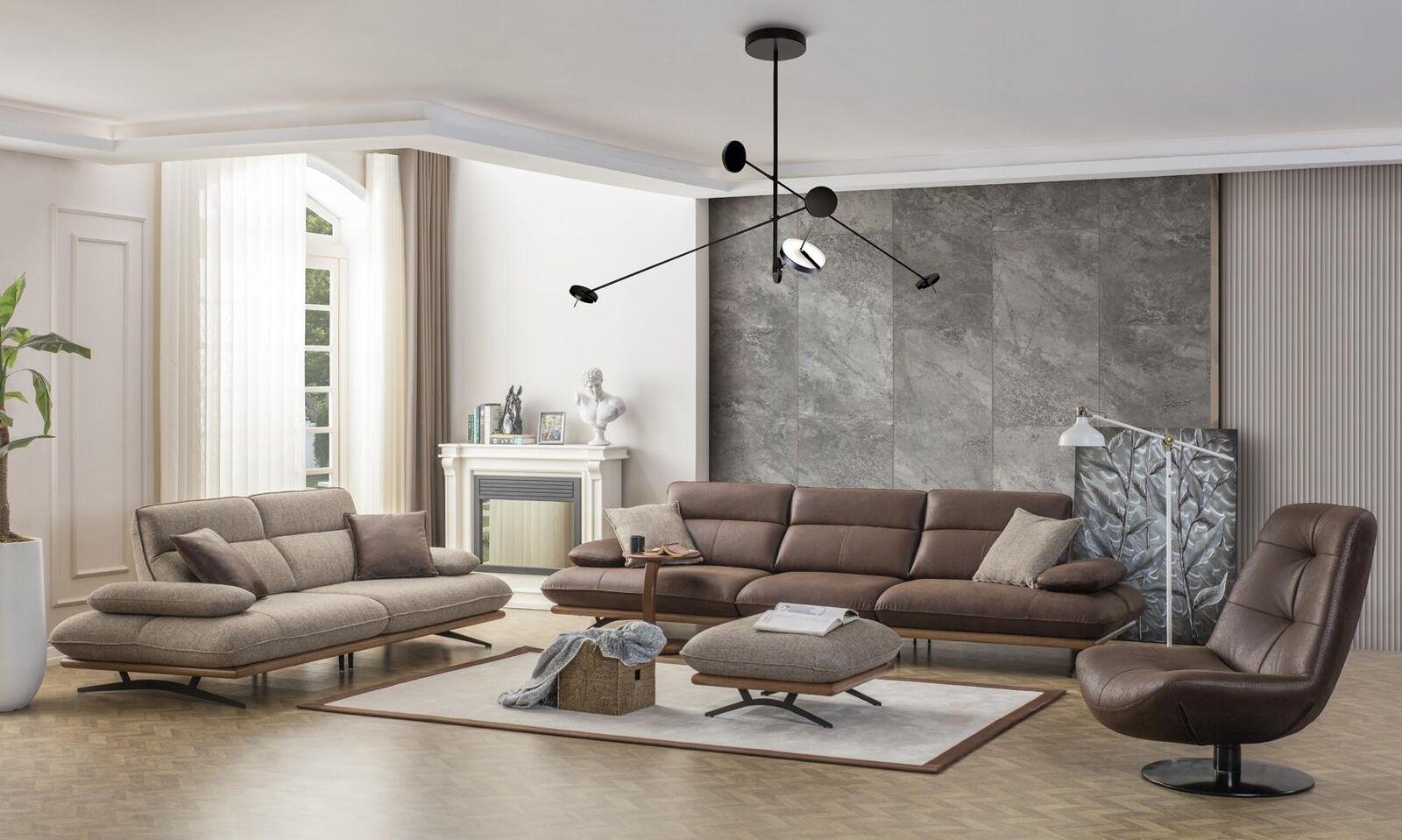 Sofa Set Sofa 4-3-1 seater Armchair Luxury Faux Leather Brown