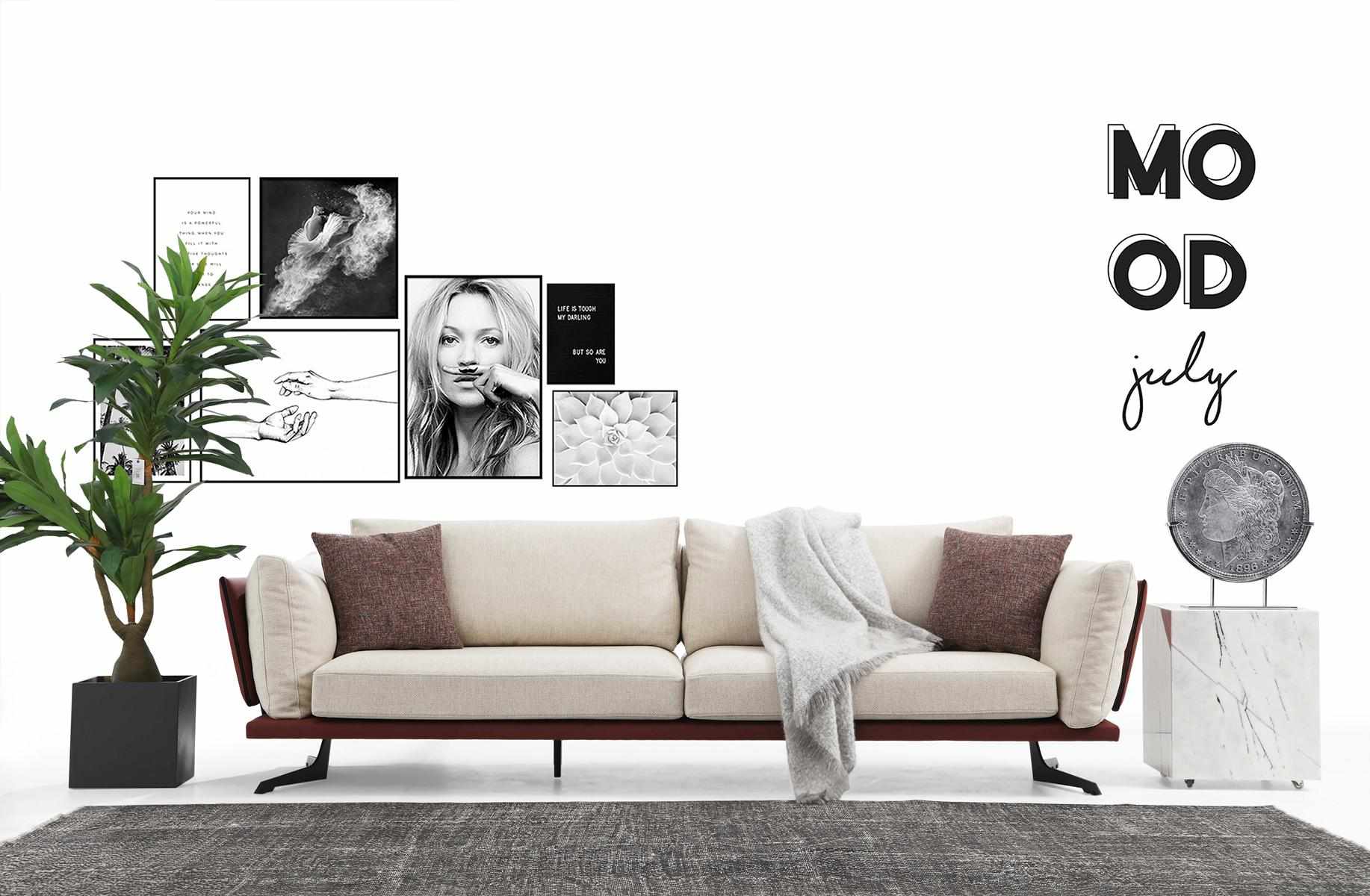 Three Seater Sofa 3 Seater Fabric Beige Modern Design Living Room Luxury