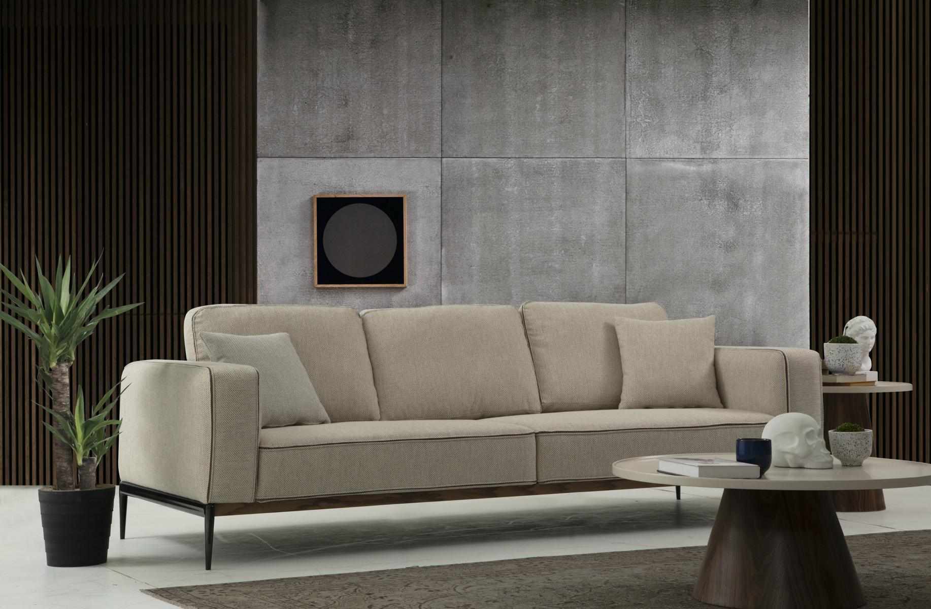 Sofa Three Seater 3 Seater Fabric Modern Sofas Design Living Room Beige