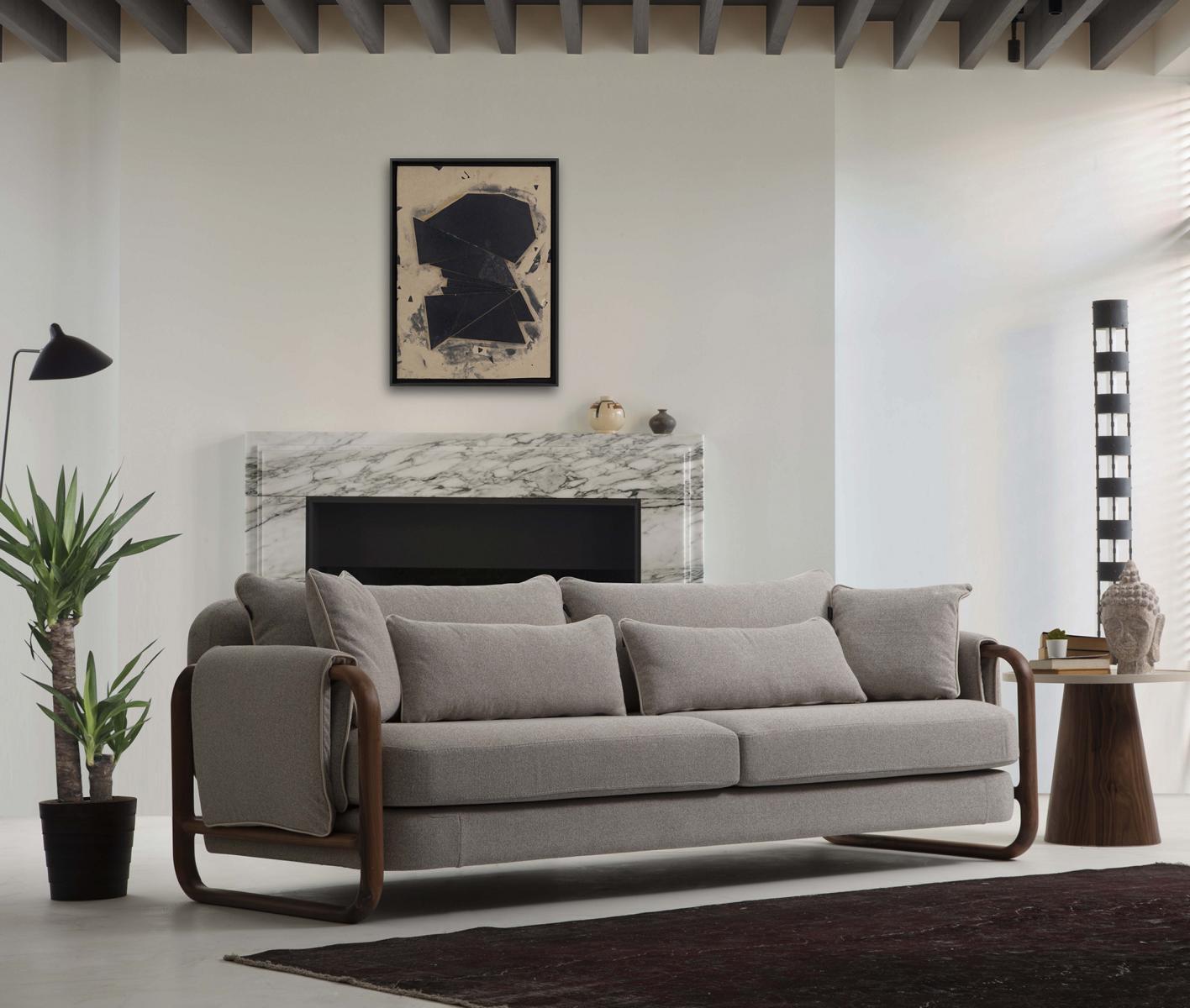 Sofa 3 Seater Three Seater Modern Fabric Grey Sofas Design Living Room
