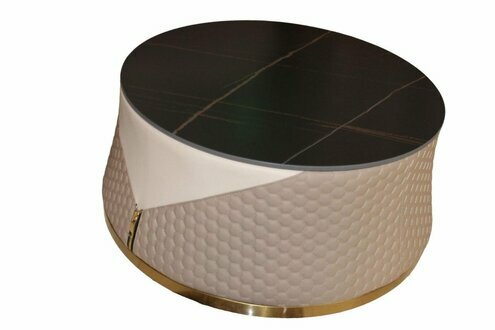 Round table living room tables coffee table leather luxury furniture side table On Stock