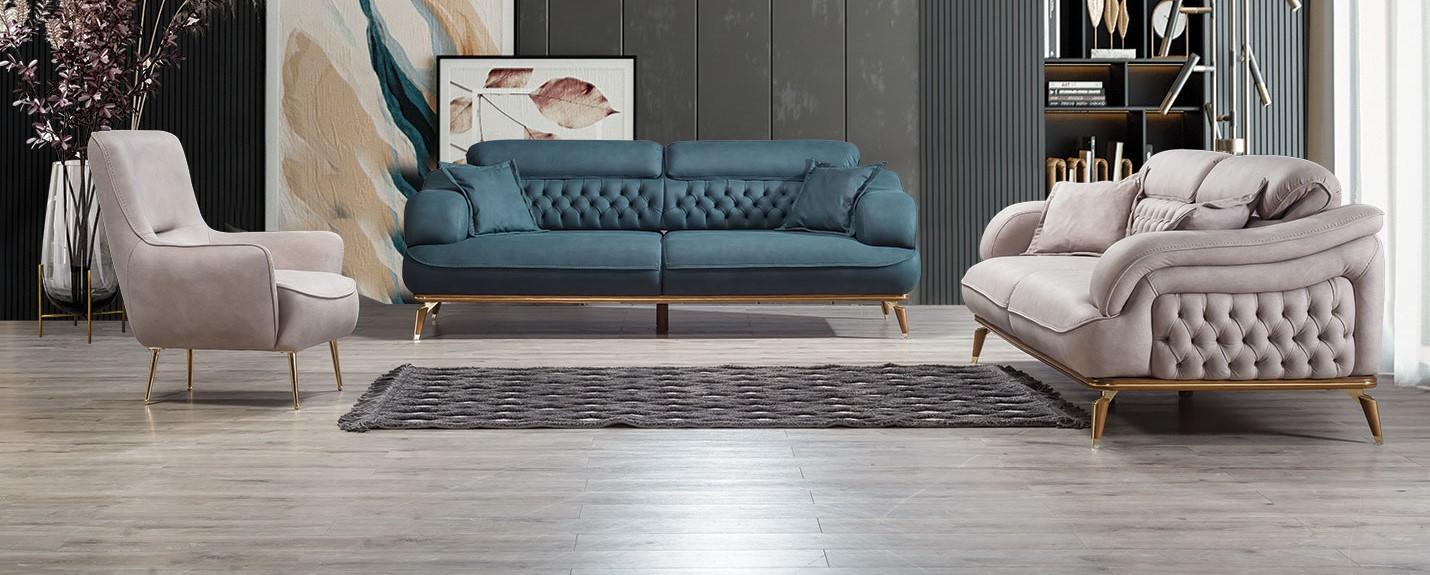 Luxury sofa set 331 seater sofas armchairs leather 3pcs. new