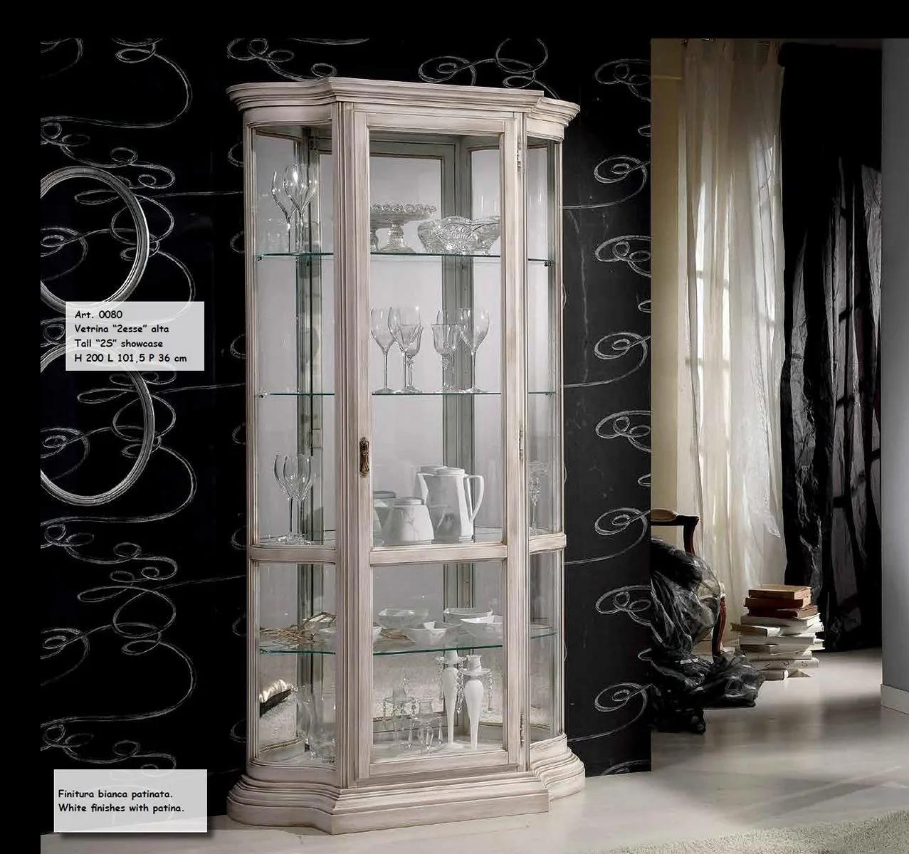 Display cabinet glass cabinet white luxury Italian furniture living room