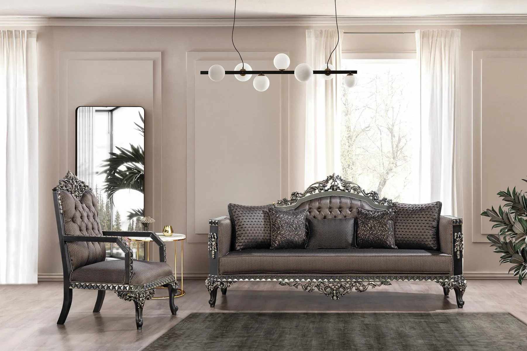 Luxury Chesterfield sofa set 3+1 seater classic sofa baroque
