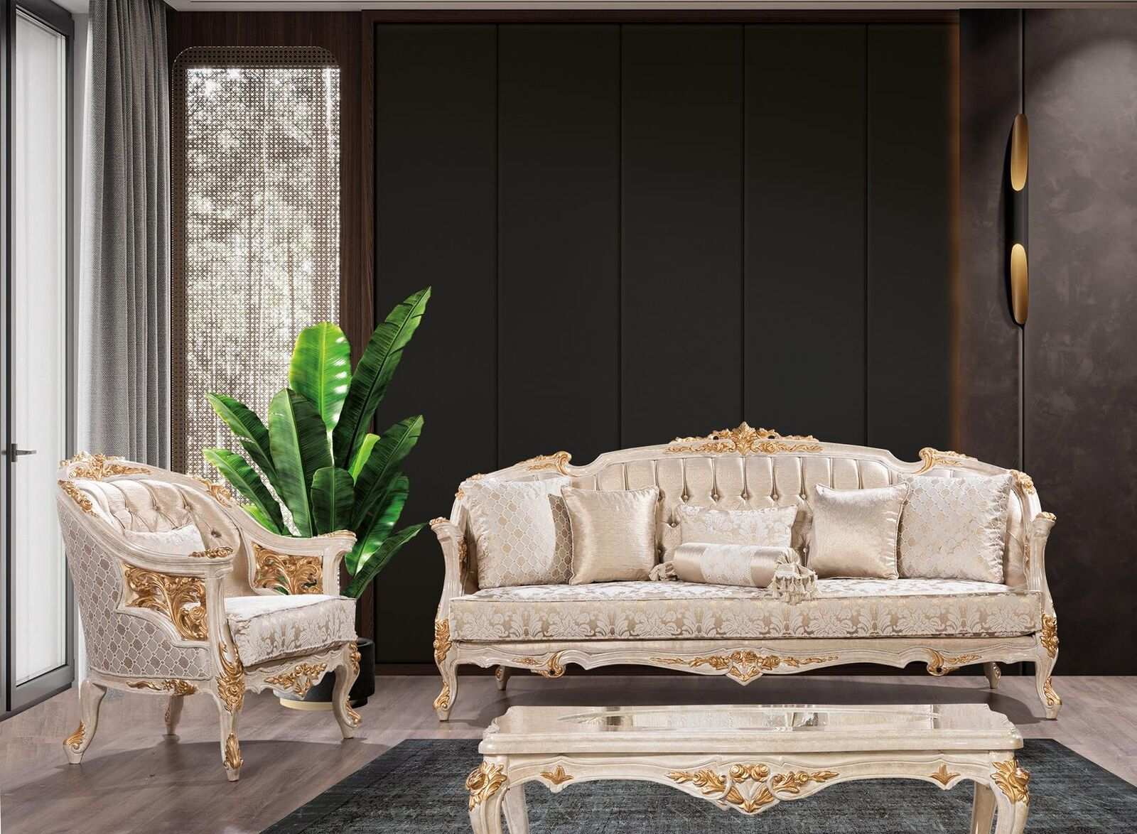 Luxury Chesterfield sofa set 3+1seater classic sofa baroque upholstered seat