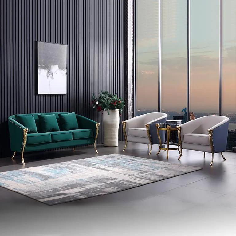 Luxury sofa set 3+1+1 seater green seating living room furniture
