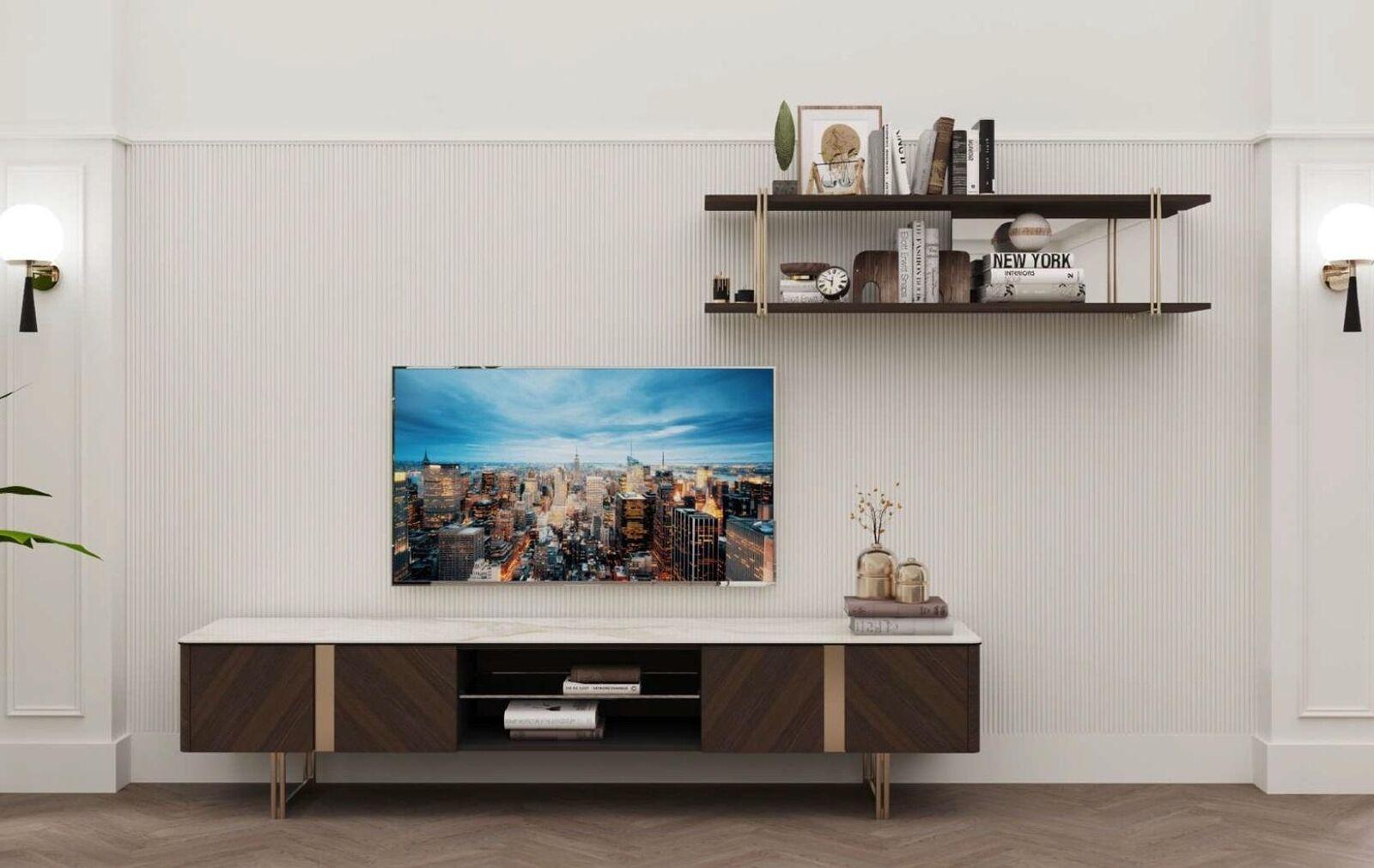 Modern wall unit living room shelf unit wall units TV stands brown